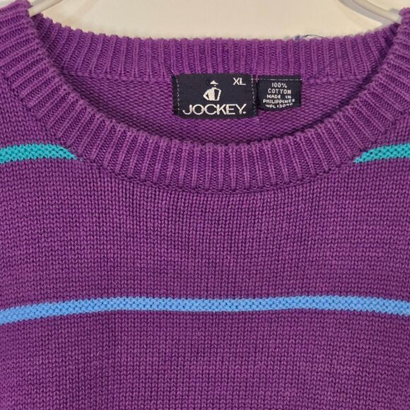 Vtg Jockey Striped Sweater Purple XL - Picture 2 of 5